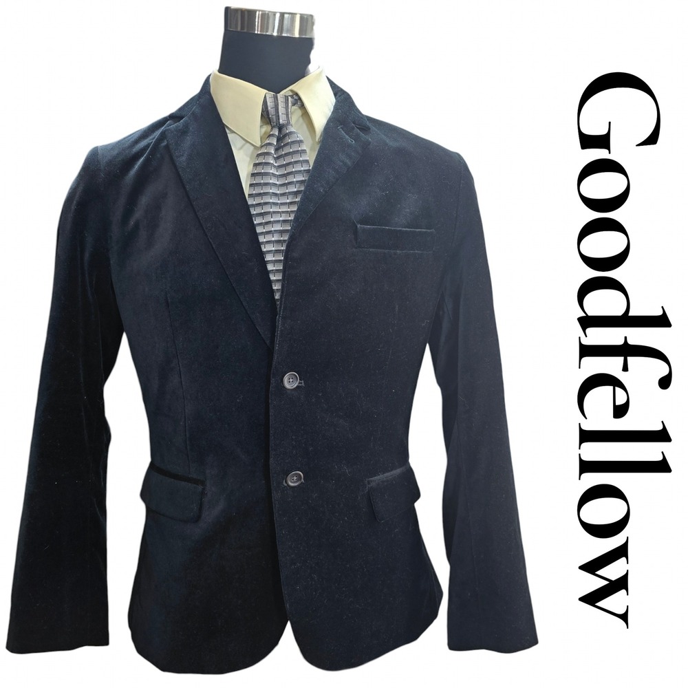 Goodfellow Kenwood Blazer Mens Medium Black Velvet Cotton Sport Coat Jacket M
